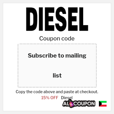 Coupon discount code for Diesel 15% OFF