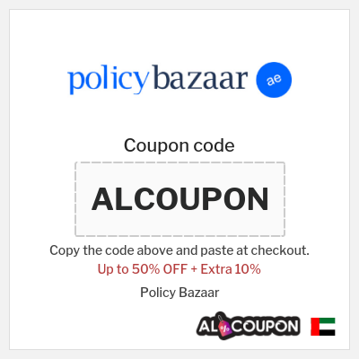 Coupon for Policy Bazaar (ALCOUPON) Up to 50% OFF + Extra 10%