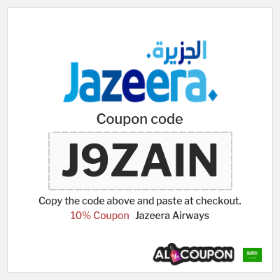 Coupon for Jazeera Airways (J9ZAIN) 10% Coupon
