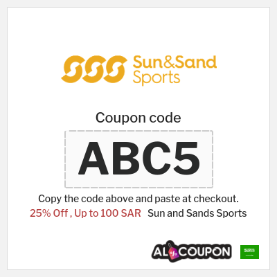 Coupon for Sun and Sands Sports (ABC5) 25% Off , Up to 100 SAR