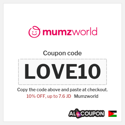Coupon for Mumzworld (LOVE10) 10% OFF, up to 7.6 JD