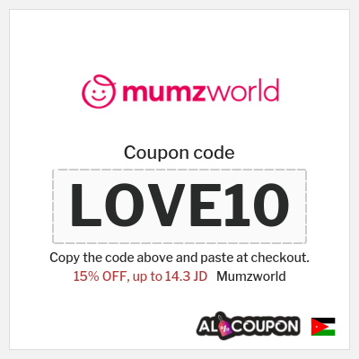Coupon for Mumzworld (LOVE10) 15% OFF, up to 14.3 JD