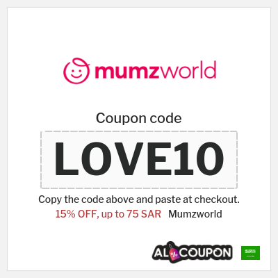 Coupon for Mumzworld (LOVE10) 15% OFF, up to 75 SAR