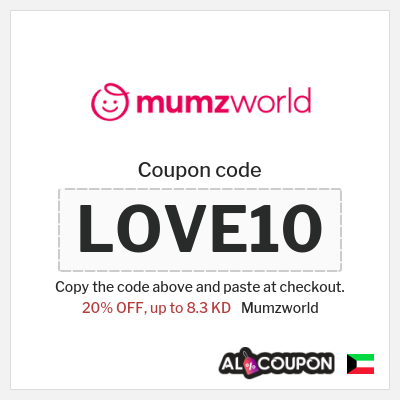 Coupon for Mumzworld (LOVE10) 20% OFF, up to 8.3 KD