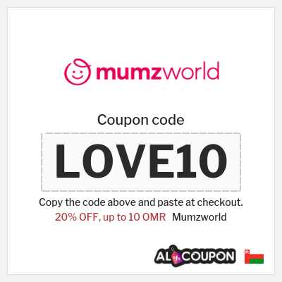Coupon for Mumzworld (LOVE10) 20% OFF, up to 10 OMR