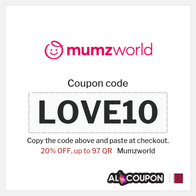 Coupon for Mumzworld (LOVE10) 20% OFF, up to 97 QR