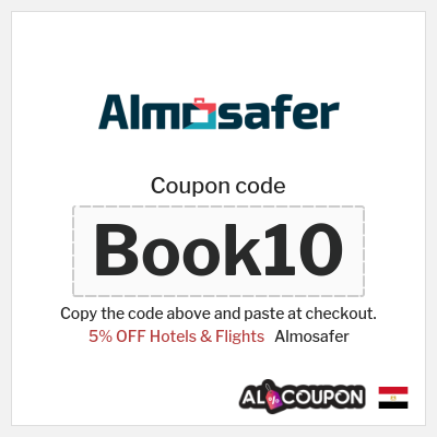 Coupon for Almosafer (Book10) 5% OFF Hotels & Flights