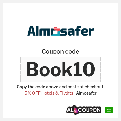 Coupon for Almosafer (Book10) 5% OFF Hotels & Flights