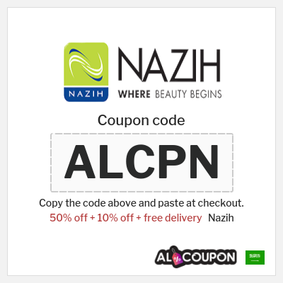 Coupon for Nazih (ALCPN) 50% off + 10% off + free delivery
