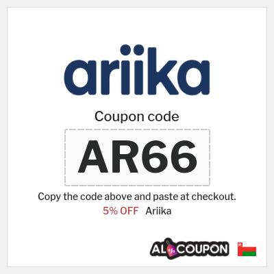 Coupon discount code for Ariika 5% OFF