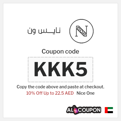 Coupon for Nice One (KKK5) 10% Off Up to 22.5 AED