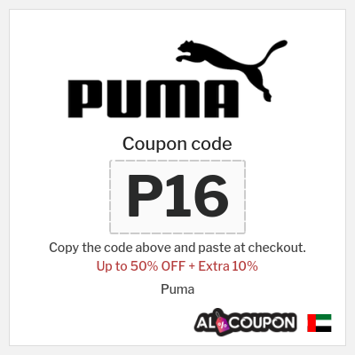 Coupon for Puma (P16) Up to 50% OFF + Extra 10%