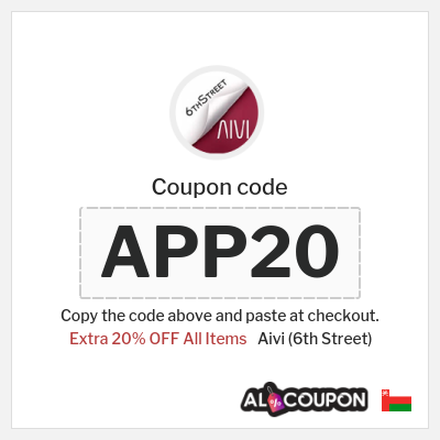 Coupon for Aivi (6th Street) (APP20) Extra 20% OFF All Items