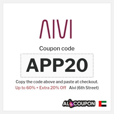 Coupon for Aivi (6th Street) (APP20) Up to 60% + Extra 20% Off