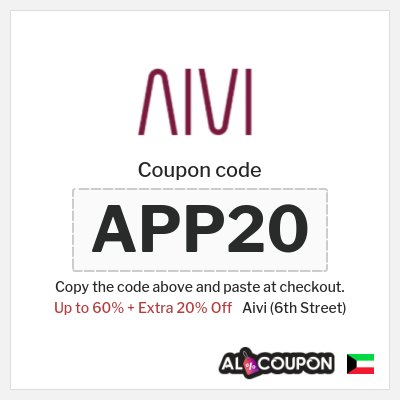 Coupon for Aivi (6th Street) (APP20) Up to 60% + Extra 20% Off
