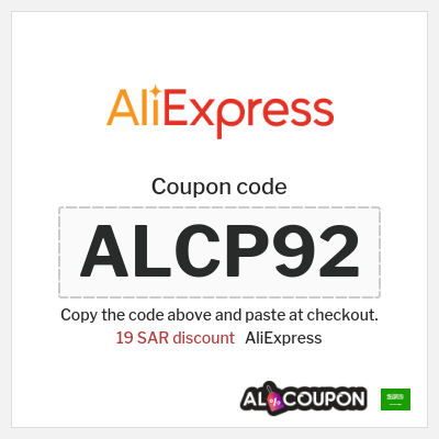 Coupon for AliExpress (ALCP92) 19 SAR discount