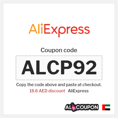 Coupon for AliExpress (ALCP92) 18.6 AED discount