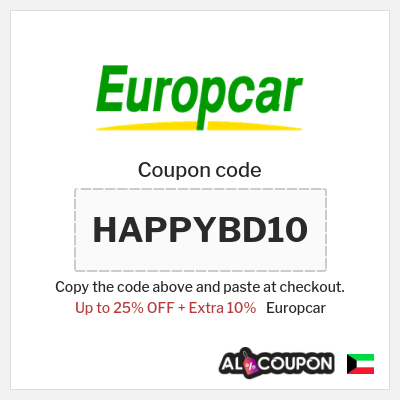 Coupon for Europcar (HAPPYBD10) Up to 25% OFF + Extra 10%