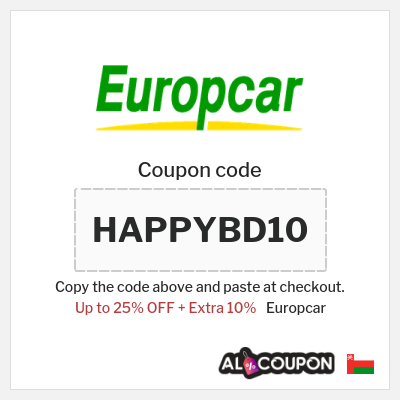 Coupon for Europcar (HAPPYBD10) Up to 25% OFF + Extra 10%