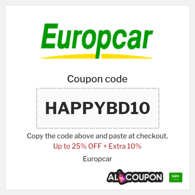 Coupon for Europcar (HAPPYBD10) Up to 25% OFF + Extra 10%