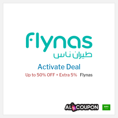 Special Deal for Flynas Up to 50% OFF + Extra 5%