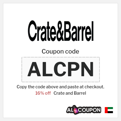Crate and Barrel Coupon (ALCPN) Crate and Barrel promo code | 16% off Non-Discounted Items