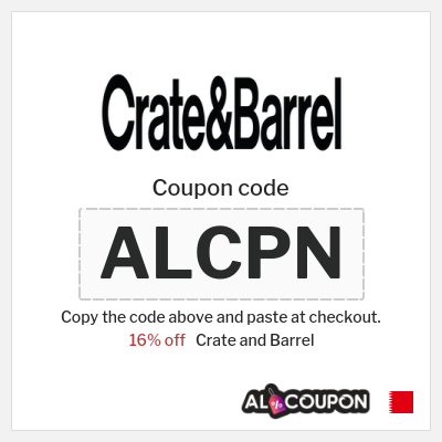Crate and Barrel Coupon (ALCPN) Crate and Barrel promo code | 16% off Non-Discounted Items