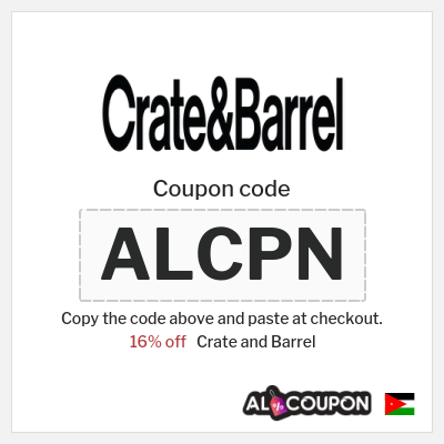 Crate and Barrel Coupon (ALCPN) Crate and Barrel promo code | 16% off Non-Discounted Items