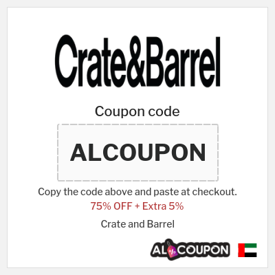 Coupon for Crate and Barrel (ALCOUPON) 75% OFF + Extra 5%