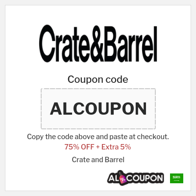Coupon for Crate and Barrel (ALCOUPON) 75% OFF + Extra 5%