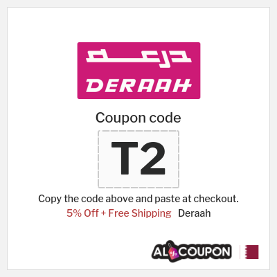 Coupon for Deraah (T2) 5% Off + Free Shipping