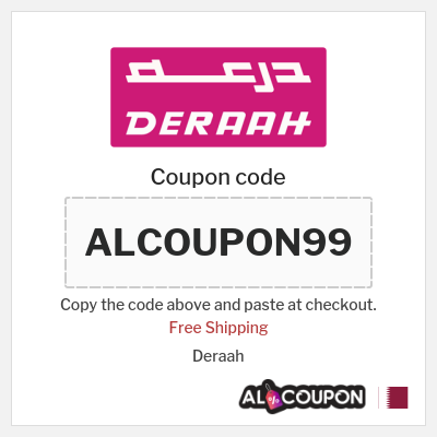 Coupon for Deraah (ALCOUPON99) Free Shipping