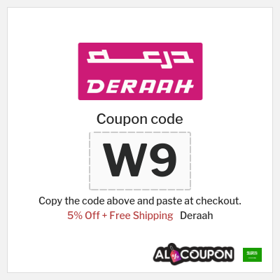 Coupon for Deraah (W9) 5% Off + Free Shipping