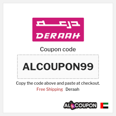 Coupon for Deraah (ALCOUPON99) Free Shipping
