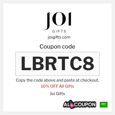 Coupon for Joi Gifts (LBRTC8) 10% OFF All Gifts