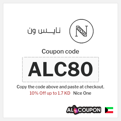 Coupon for Nice One (ALC80) 10% Off up to 1.7 KD