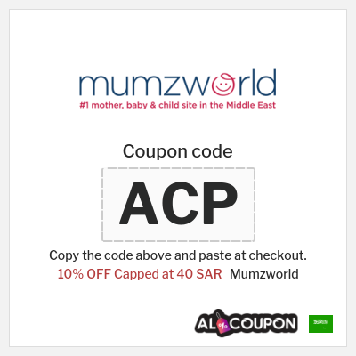 Coupon for Mumzworld (ACP) 10% OFF Capped at 40 SAR