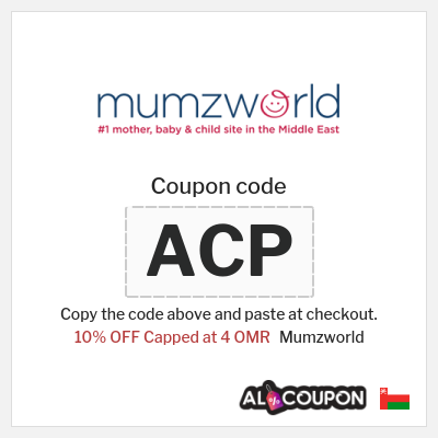 Coupon for Mumzworld (ACP) 10% OFF Capped at 4 OMR