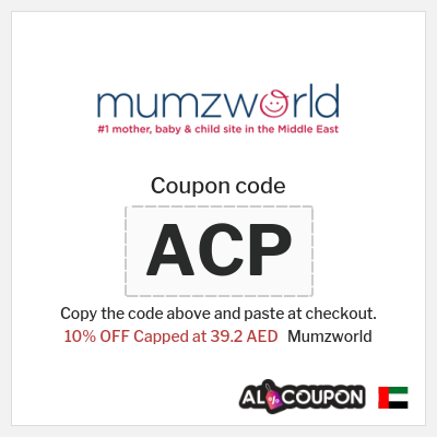 Coupon for Mumzworld (ACP) 10% OFF Capped at 39.2 AED