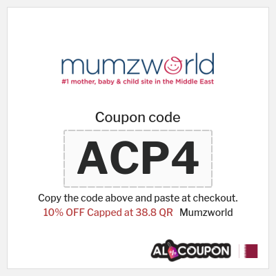 Coupon for Mumzworld (ACP4) 10% OFF Capped at 38.8 QR