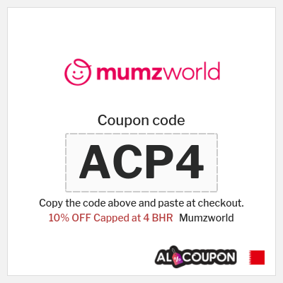 Coupon for Mumzworld (ACP4) 10% OFF Capped at 4 BHR