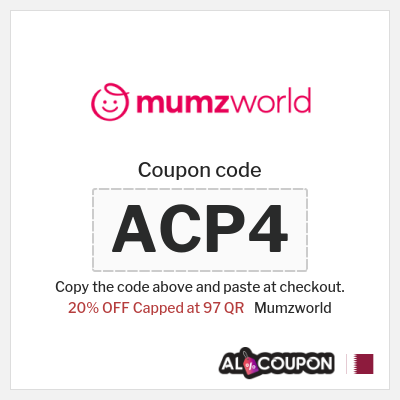 Coupon for Mumzworld (ACP4) 20% OFF Capped at 97 QR