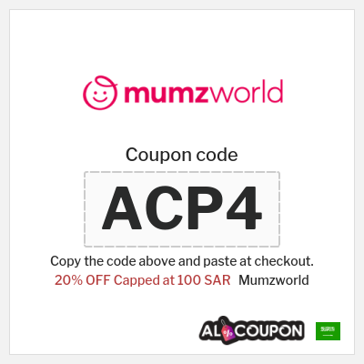 Coupon for Mumzworld (ACP4) 20% OFF Capped at 100 SAR