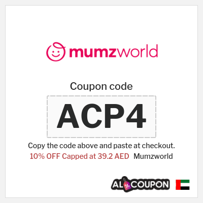 Coupon for Mumzworld (ACP4) 10% OFF Capped at 39.2 AED