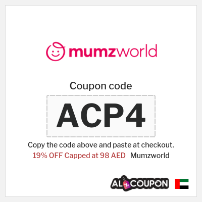 Coupon for Mumzworld (ACP4) 19% OFF Capped at 98 AED