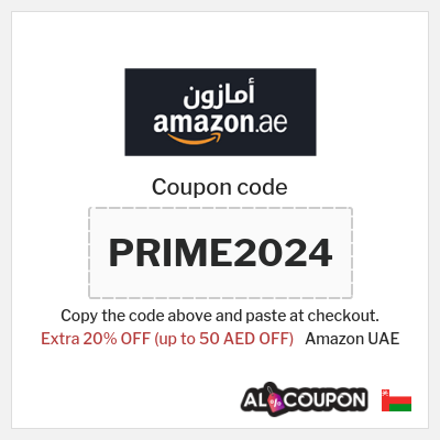Coupon for Amazon UAE (PRIME2024) Extra 20% OFF (up to 50 AED OFF)