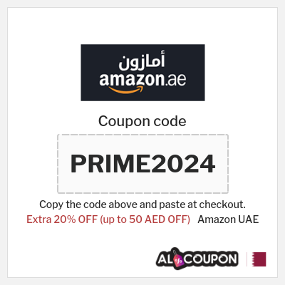 Coupon for Amazon UAE (PRIME2024) Extra 20% OFF (up to 50 AED OFF)