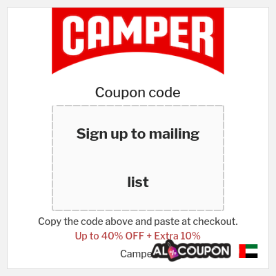 Coupon discount code for Camper 10% OFF