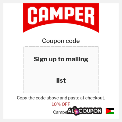Coupon for Camper (Sign up to mailing list) 10% OFF