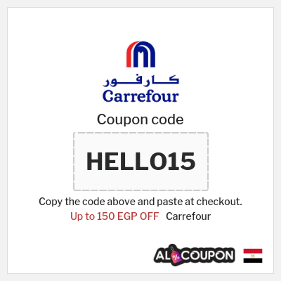 Coupon for Carrefour (HELLO15) Up to 150 EGP OFF